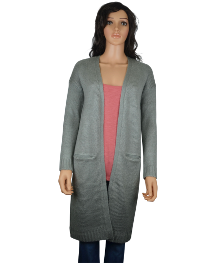 Ladies Long Open Knit Cardigan