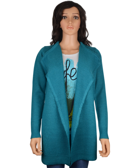 Ladies Long Open Knit Cardigan